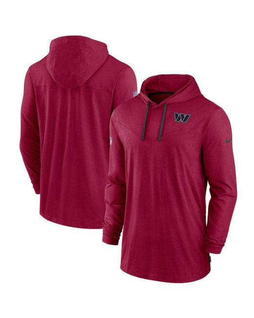 Nike Red Washington Commanders Sideline Pop Performance Pullover Long Sleeve Hoodie T-shirt for men