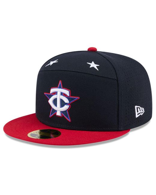 KTZ Blue Navy/red Minnesota Twins 2025 Mlb All-star Game Workout Side Patch 59fifty Fitted Hat for men