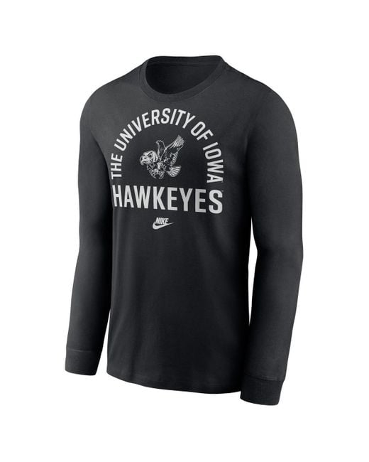 Nike Black Iowa Hawkeyes Legacy Arched Logo Long Sleeve T-shirt for men