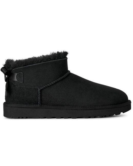 Ugg Black Ultra Mini Bailey Bow Round Toe Booties
