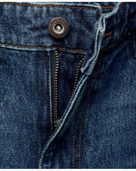 Mango Blue Denim Washed-effect Bermuda Shorts for men