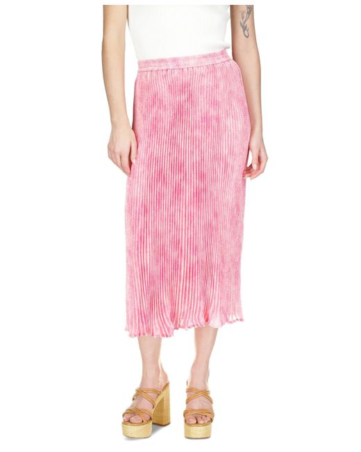 Michael Kors Pink Michael Tonal-print Pleated Midi Skirt