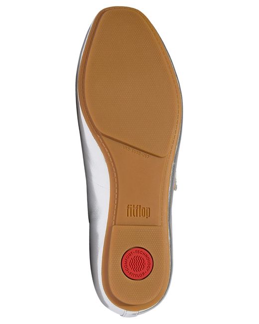 Fitflop White Delicato Crystal-buckle Metallic-leather Mary Jane Flats