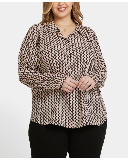 NYDJ Multicolor Plus Size Modern Blouse Point Collar Top