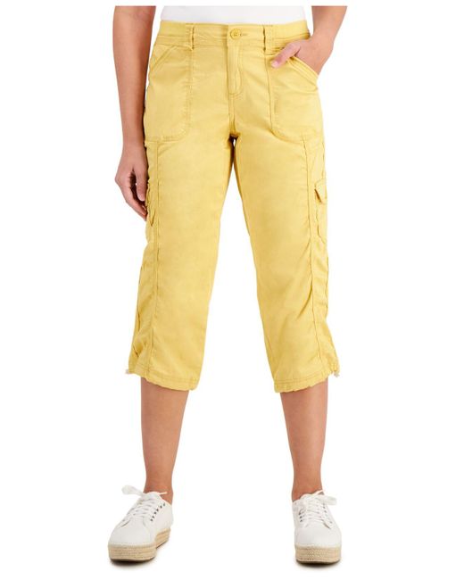 Style & Co. Yellow Petite Bungee-hem Capri Pants, Created For Macy's