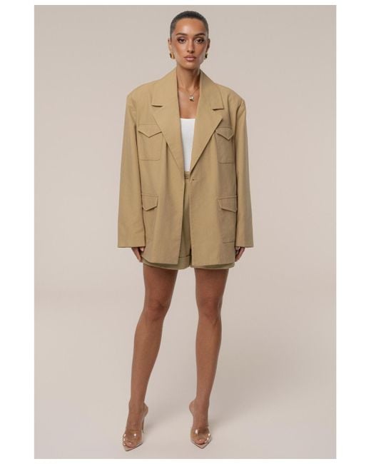 JLUXLABEL Natural Belted Cargo Shorts