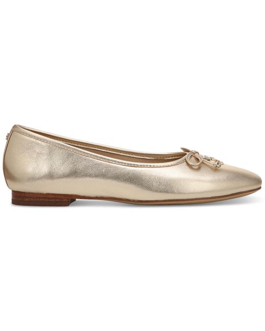 Sam Edelman White Meadow Square-toe Bow Ballet Flats