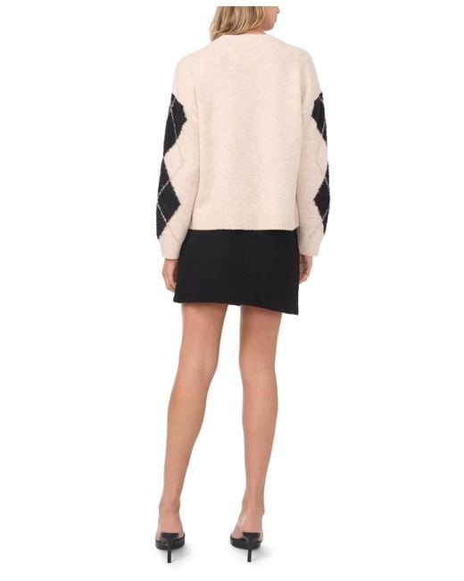 Vince Camuto Black Argyle Long-sleeve Sweater