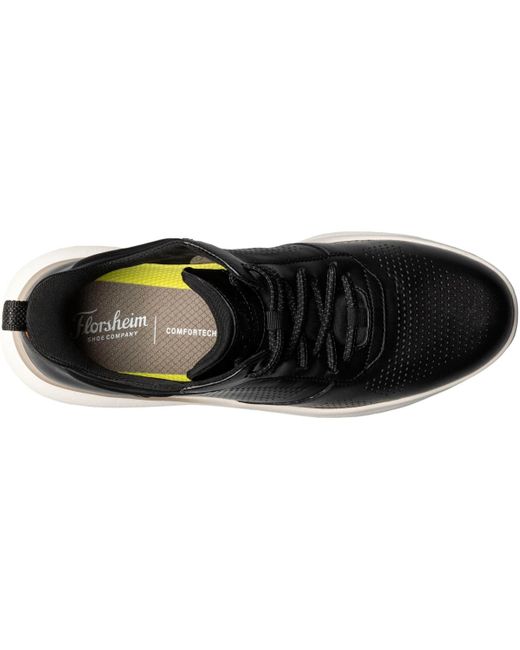 Florsheim Black Fleet Perf Toe Elastic Lace Sneaker for men