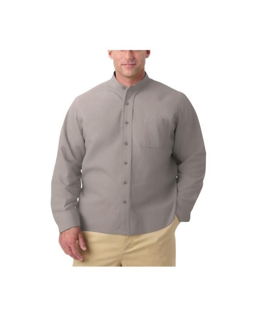 Kingsize Big \u0026 Tall Gauze Mandarin Collar Shirt in Gray for Men | Lyst