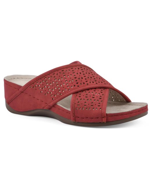 White Mountain Red Collet Comfort Wedge Sandal