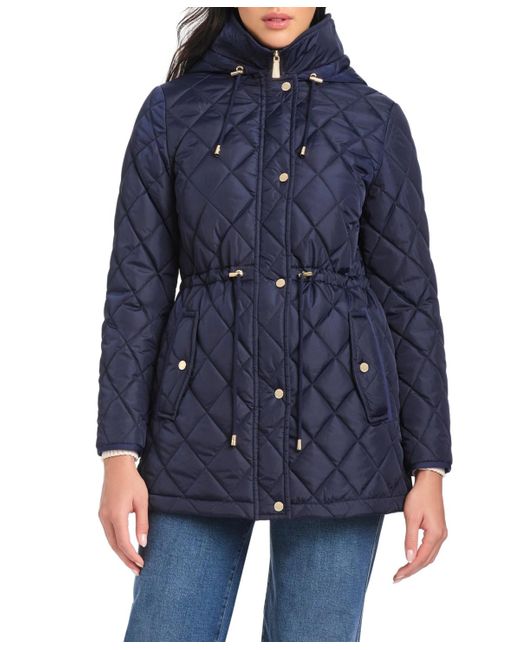 Kate Spade Blue Diamond Quilted Anorak Jacket With Hood