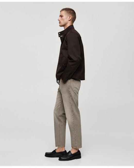 Mango Black Tapered-fit Crop Jeans for men