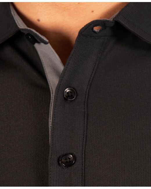 Tailorbyrd Black Micro Grid Performance Polo for men