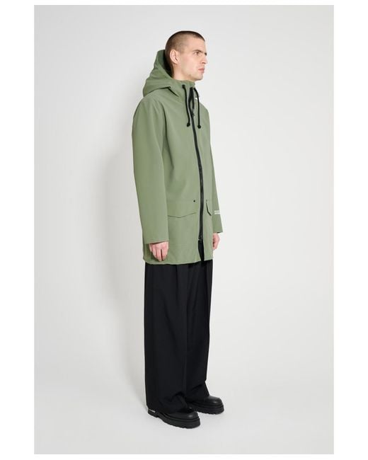 Stutterheim Green Stockholm Patch Matte Raincoat for men