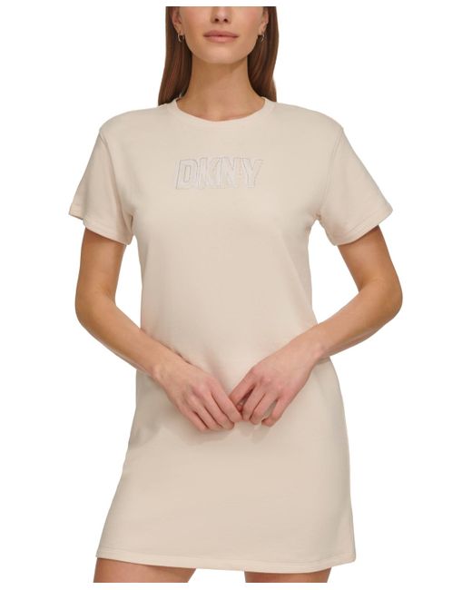 DKNY Natural Short-sleeve Long Logo T-shirt Dress