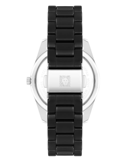 Anne Klein Black Quartz Ceramic Link Bracelet Watch