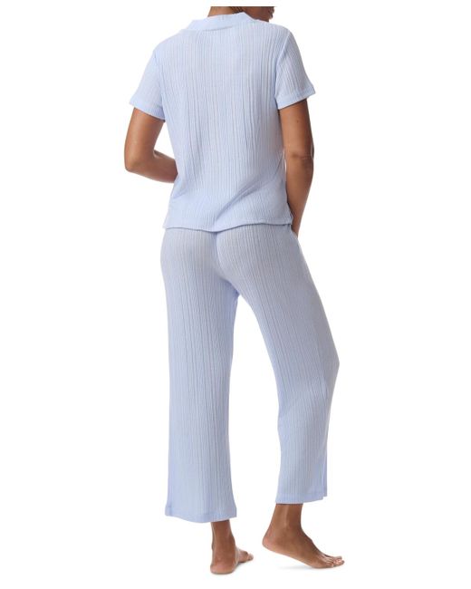 Tommy Hilfiger Blue 2-pc. Th Cardigan Top & Cropped Pants Pajama Set