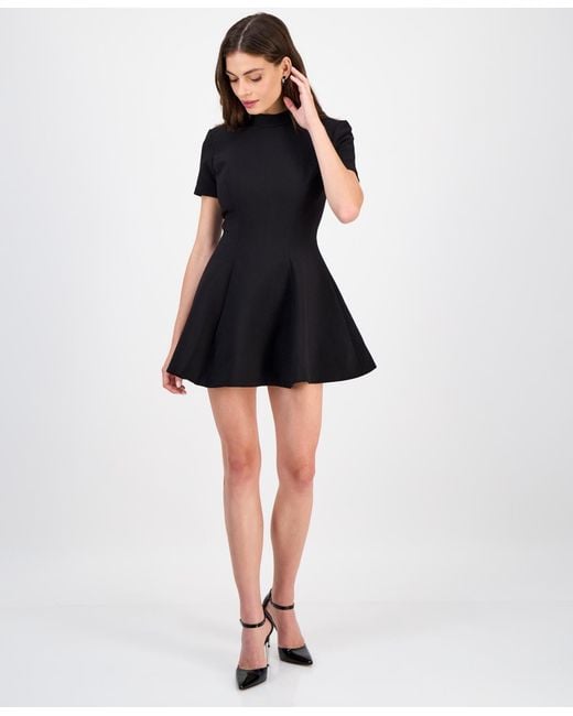 maxi flare sleeve dress H&M Divided Black Ribbed Knit Cut-Out Neck Short Sleeve Fit & Flare Dr –  Brie
