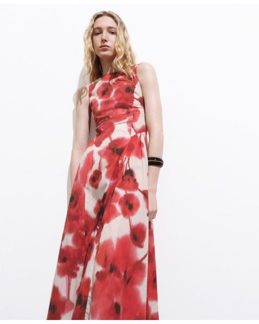 Mango Floral-print Flared Dress | Lyst