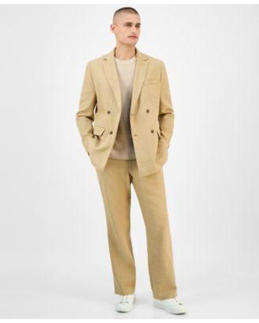 Alfani Men's Natural Double Breasted Blazer Waffle Knit Sweater