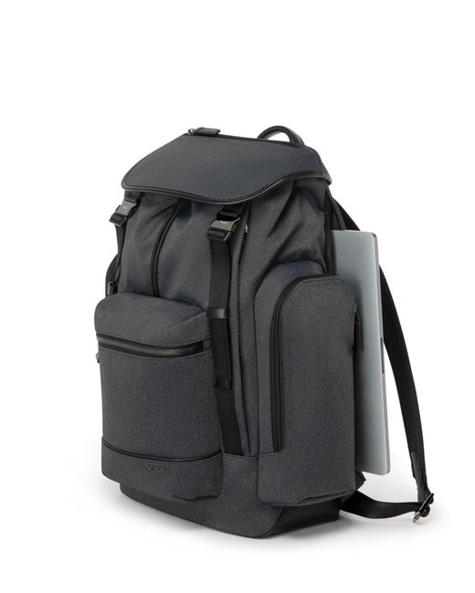 Tumi Black Harrison Griffen Flap Backpack for men