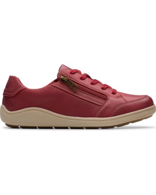 Clarks Red Bryianne Bayla Round Toe Sneakers