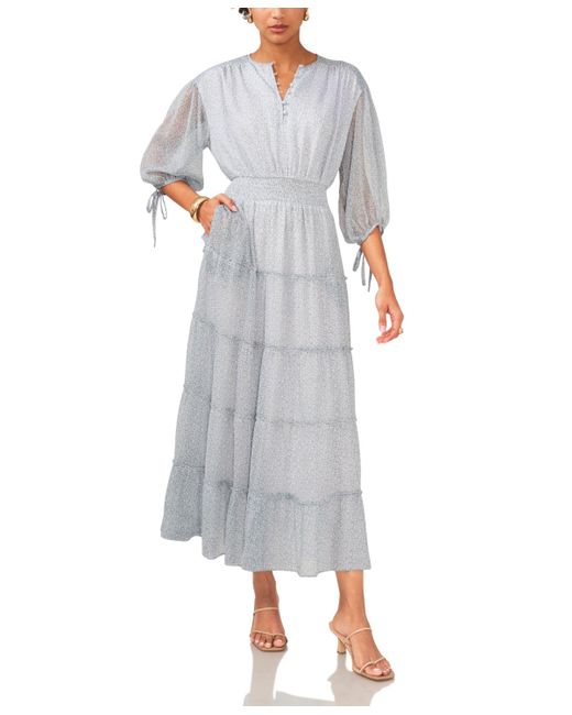 1.STATE Gray Tiered Maxi Dress