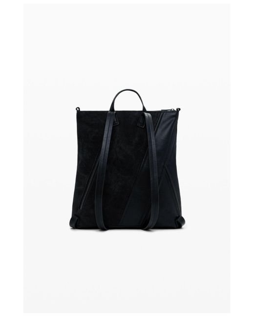 Desigual Black Small Corset-effect Leather Backpack