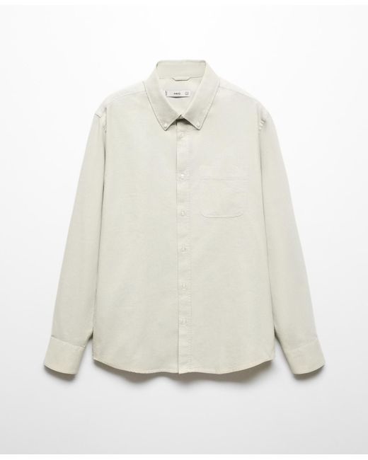 Mango White Regular Fit Oxford Cotton Shirt for men