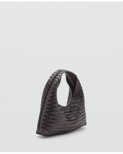 Mango Black Braided Leather Handbag