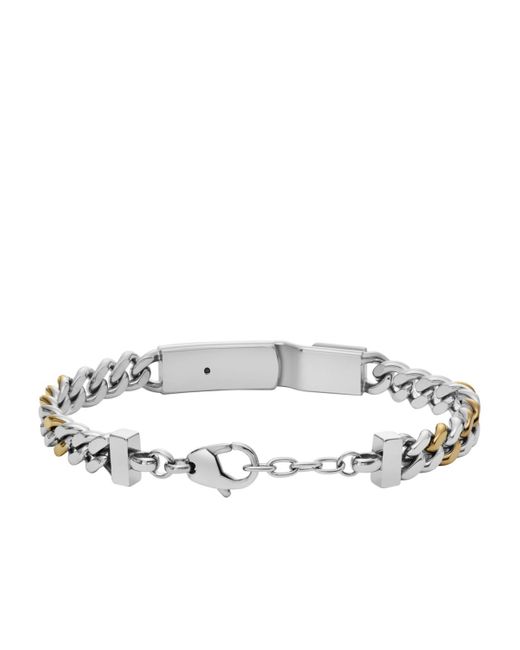 DIESEL Metallic Stainless Steel Id Chain Bracelet for men