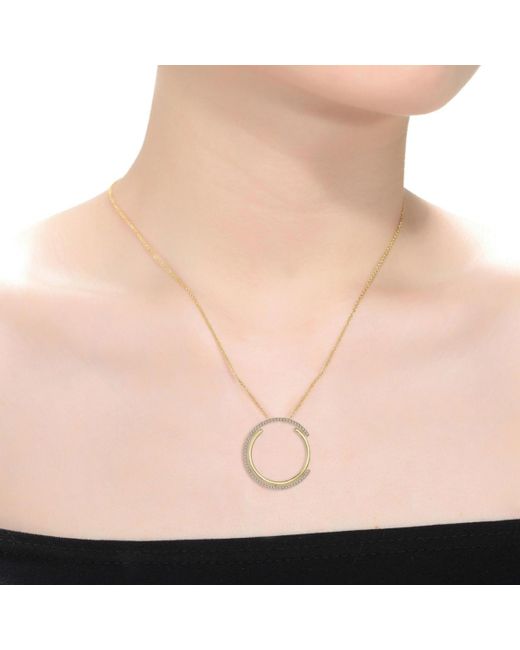 Genevive Jewelry Metallic Cubic Zirconia Concentric Eternity Pendant Necklace