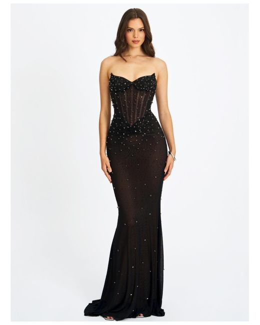 Miss Circle Women's Black Fatima Crystal Sleeveless Corset Mermaid Maxi Dress Miss Circle Women's Black Fatima Crystal Sleeveless Corset Mermaid Maxi Dress