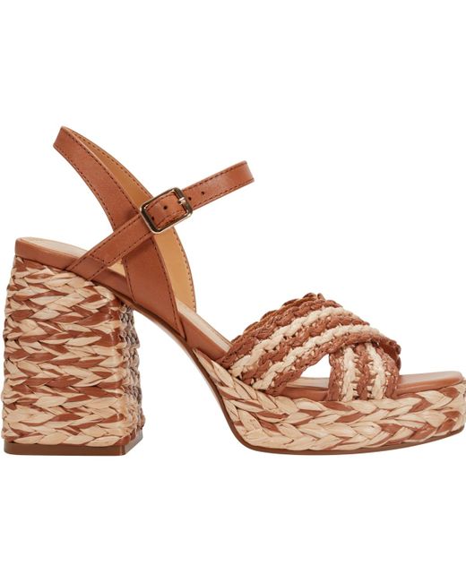 Marc Fisher Brown Juliey Woven Block Heel Platform Sandals