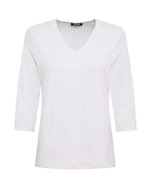 Olsen White 3/4 Sleeve V-neck T-shirt