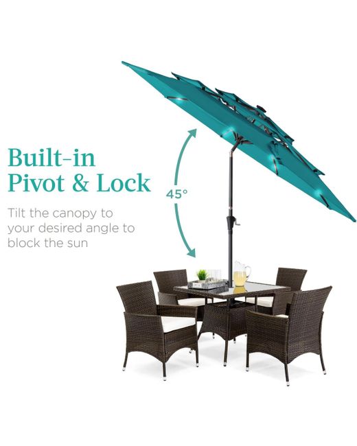 Best Choice Products Green 10ft 3-tier Solar Patio Umbrella W/ 24 Led Lights