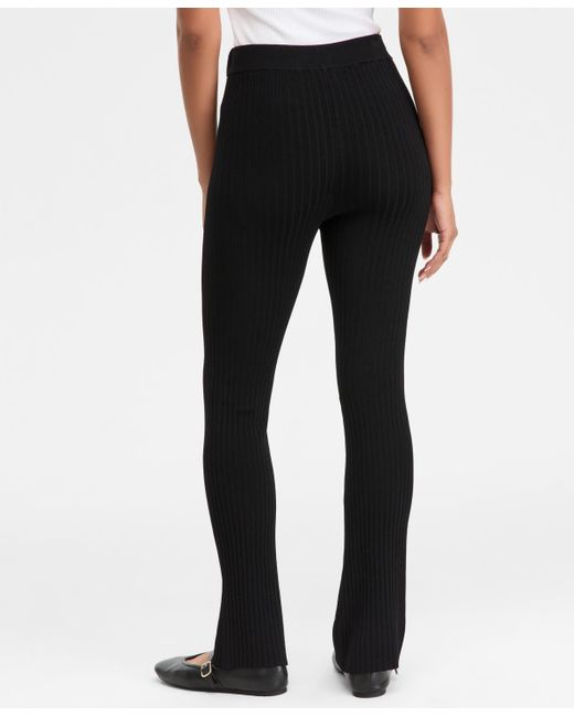 INC International Concepts Black High-rise Rib-knit Sweater Pants