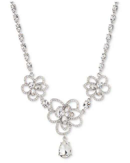 Givenchy Metallic Pave & Crystal Flower Statement Necklace