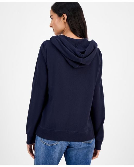 Nautica Blue Solid Zip-front Hoodie