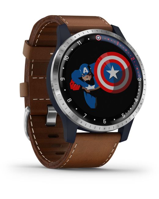 Garmin Unisex Vivoactive 4 Captain Marvel Brown Silicone Strap Touchscreen Smart Watch 40mm for men