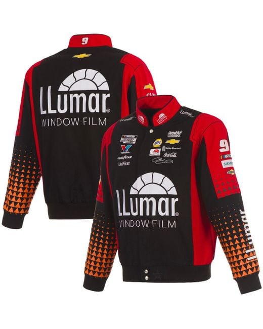 JH Design Black/red Chase Elliott Llumar Full-snap Twill Uniform Jacket for men