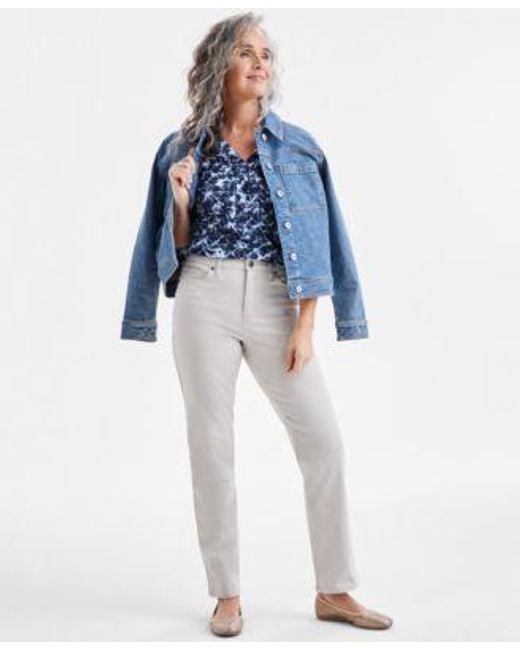 Style & Co. Blue Style Co Straight Leg High Rise Twill Pants 2 28w Created For Macys