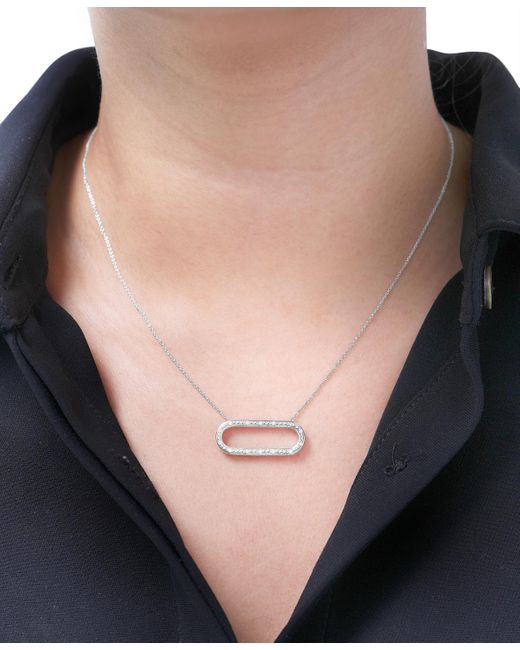 Macy's White 2-pc. Set Diamond Open Link Pendant Necklace & Matching Hoop Earrings (1/6 Ct. T.w.