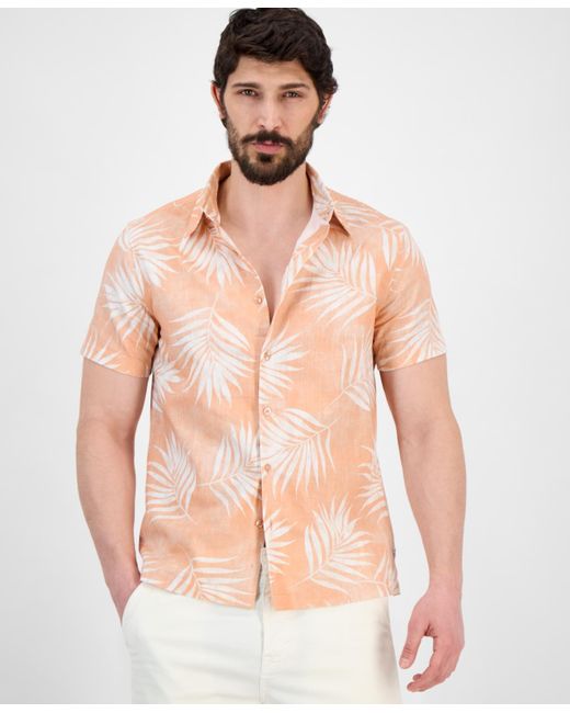 Guess Multicolor Regular-fit Textured Palm-print Button-down Shirt for men