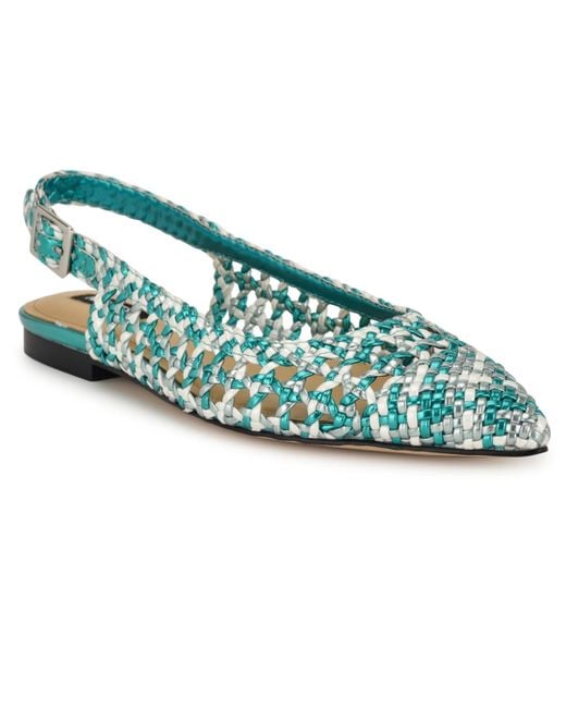 Nine West Green Soel Pointy Toe Slingback Dress Flats