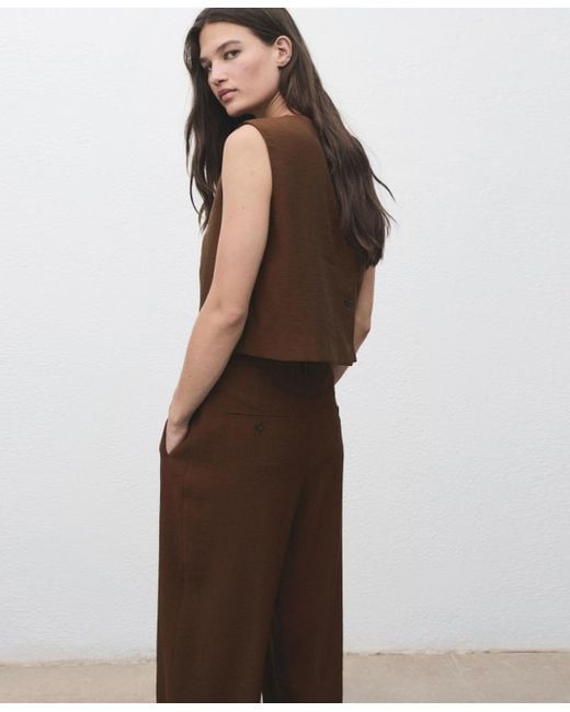 Mango Brown Buttoned Crop Top