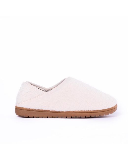 Minnetonka White Packaway Fabric Slipper Collabsible Heel