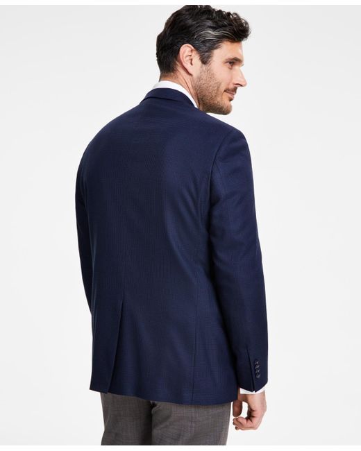 Michael Kors Blue Classic-fit Houndstooth Sport Coat for men
