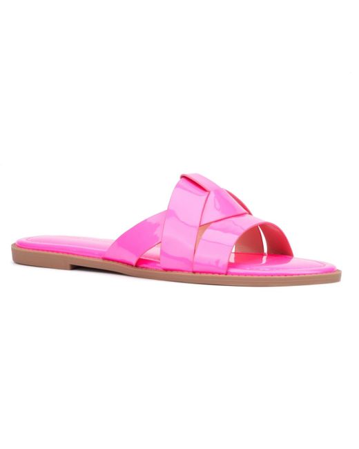 FASHION TO FIGURE Pink Tiana Wide Width Flats Sandal